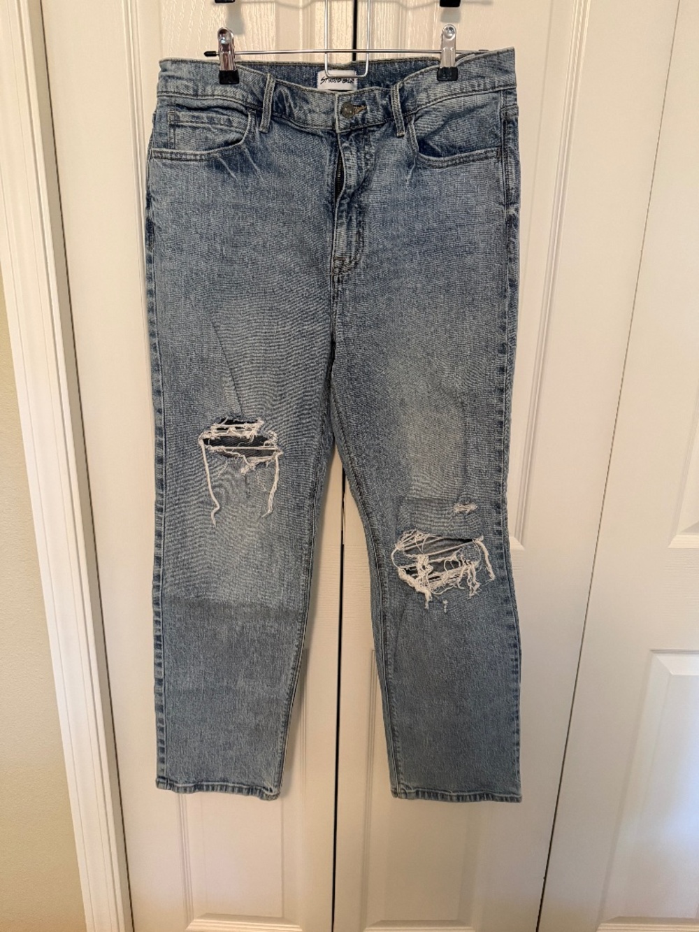 Studio Blue Distressed Straight Leg Jeans